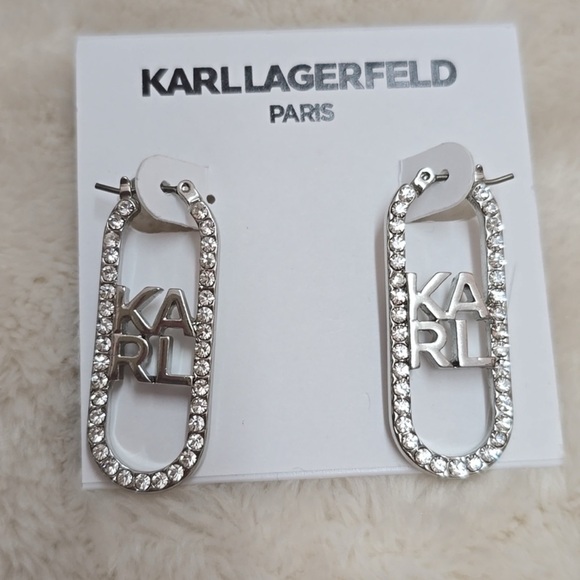Karl Lagerfeld Silver Crystal Earrings - Picture 8 of 10